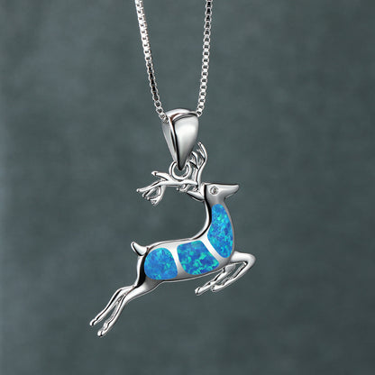 Opal Elk Pendant Necklace
