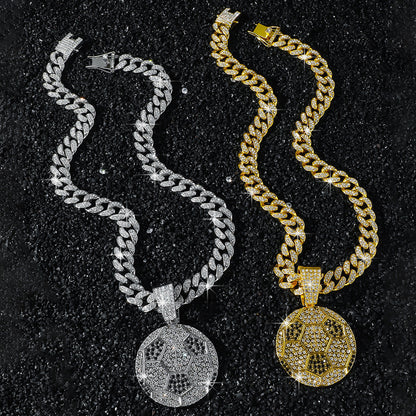 Hip-Hop Football Cuban Chain Pendant Necklace