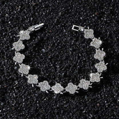 Hip-Hop Classic Floral Pattern Stitching Chain Bracelet