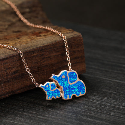 Opal Elephant Necklace