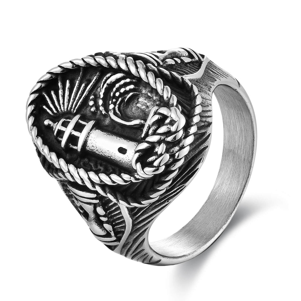 Men's Stainless Steel Minimalist Lighthouse Ring