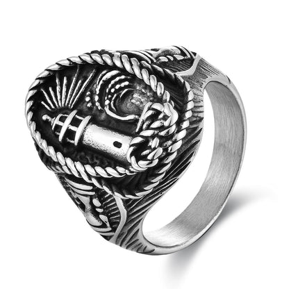Men's Stainless Steel Minimalist Lighthouse Ring