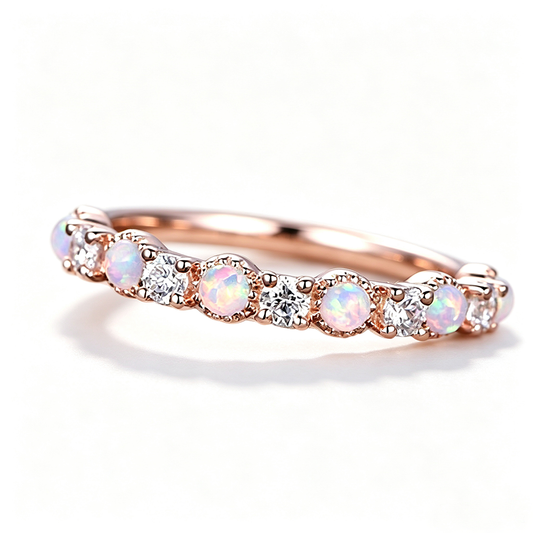 Women's Eternity Band Opal ring with Zirconia