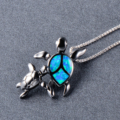 Opal Two turtle-shaped necklaces