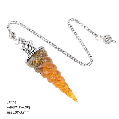 Crown-Headed Spiral Conical Yoga Meditation Adjustable Frequency Crystal Resin Spirit Pendulum