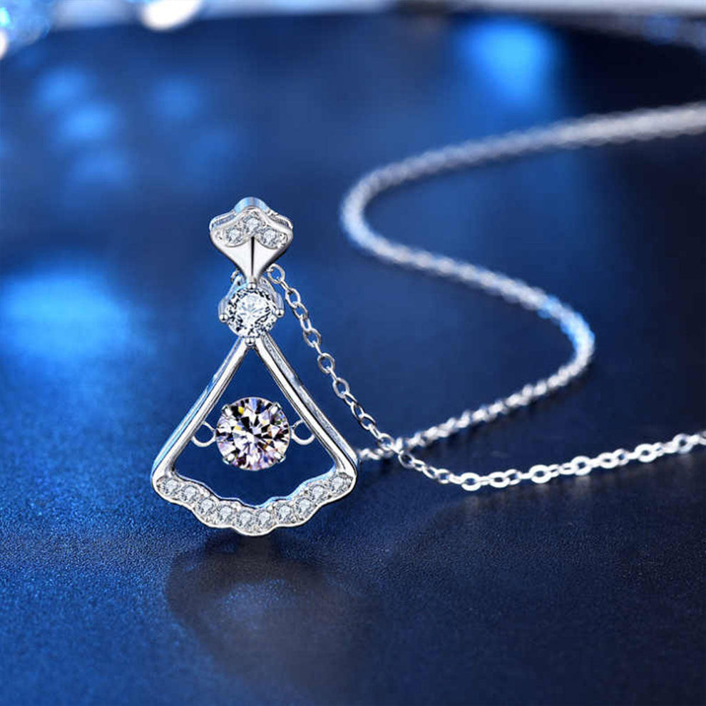 Women's White Gold Skirt Shape Beating Moissanite Pendant