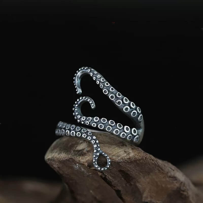 Men's Vintage Stainless Steel Octopus Ring