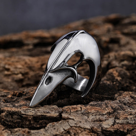 Men's Punk Skull And Bird Head Ring