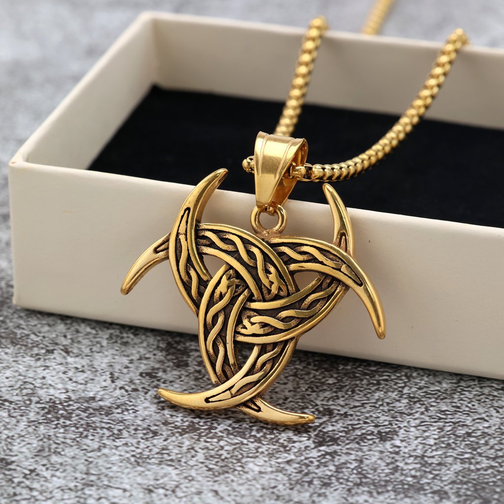 Vintage stainless steel single-sided Celtic knot men's necklace pendan