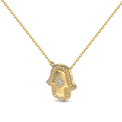 S925 Necklace, Inlaid White Round CZ, Evil Eye & Pharaoh Hand, Niche Fashion Versatile Design