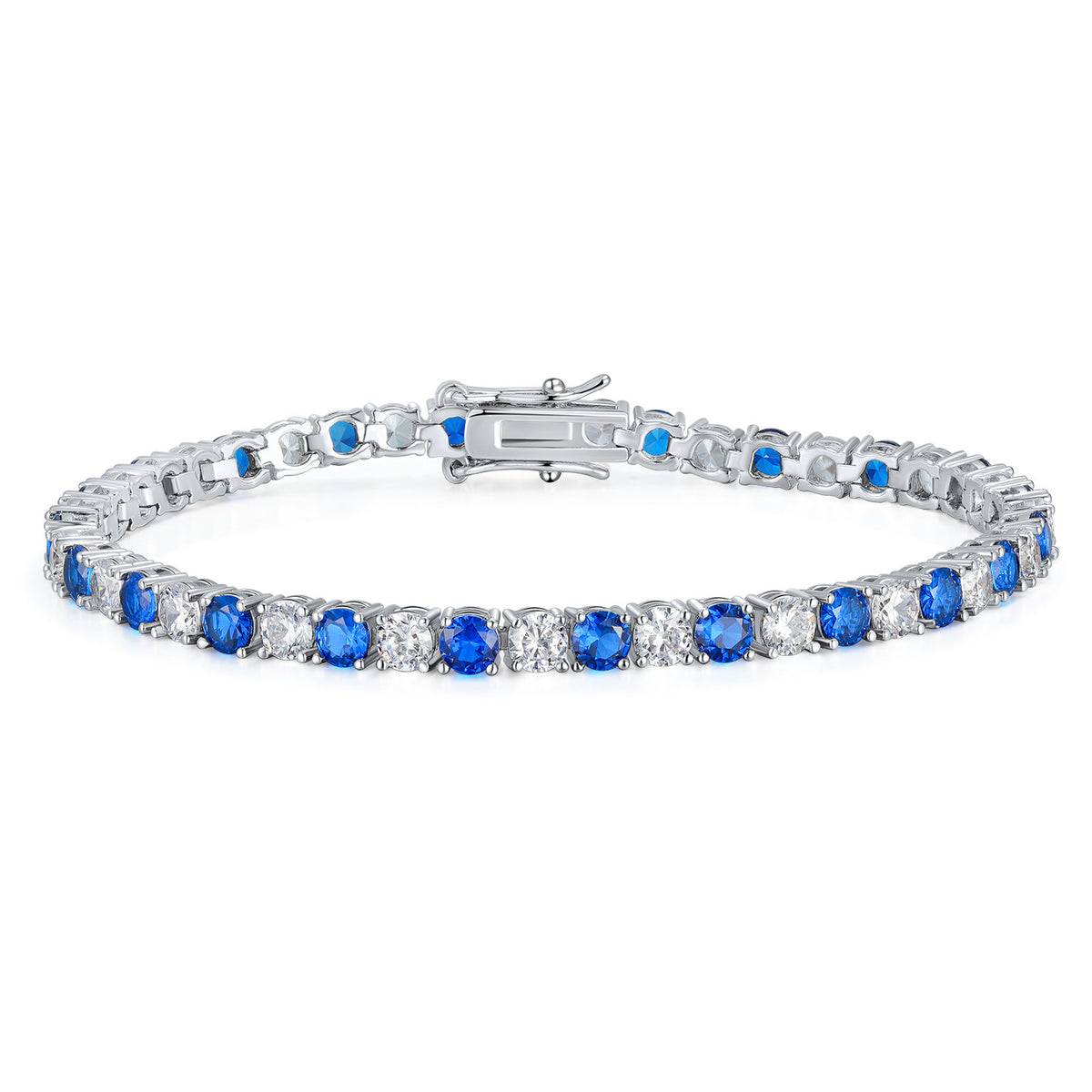 Women&Men's 4mm Round Zircon Eight-Shaped Clasp Tennis Bracelet