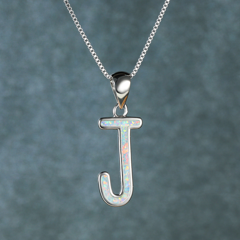 Opal Letter J Necklace