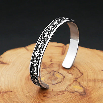 Men's Vintage Open C Cuff Bracelet, Nordic Viking Celtic Knot Stainless Steel Bangle