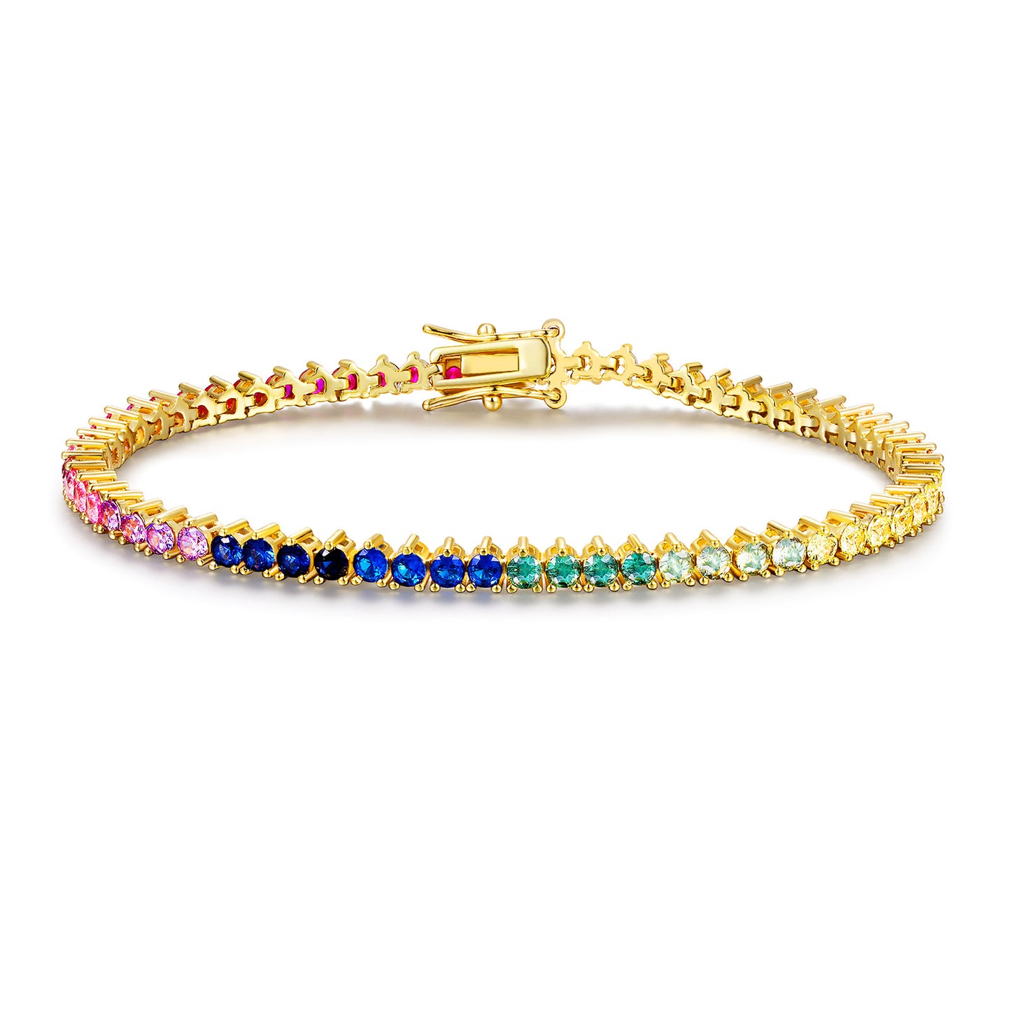 Women&Men's 2.5mm Gradient Zircon Tennis Ball Three-Claw Bracelet