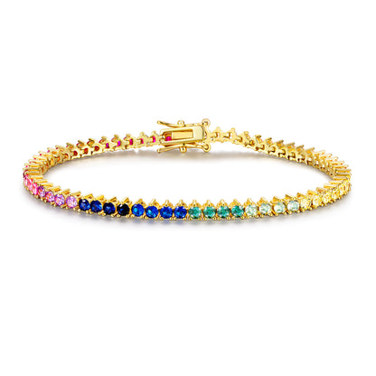 Women&Men's 2.5mm Gradient Zircon Tennis Ball Three-Claw Bracelet
