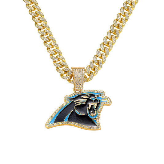 Hip-Hop Style Black Panther Football Team Logo Cuban Chain Pendant Necklace