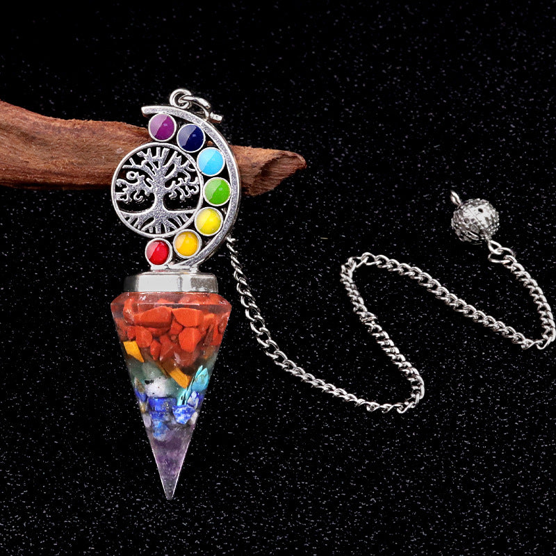 Colorful Life Tree Crystal Gravel Resin Spirit Pendulum