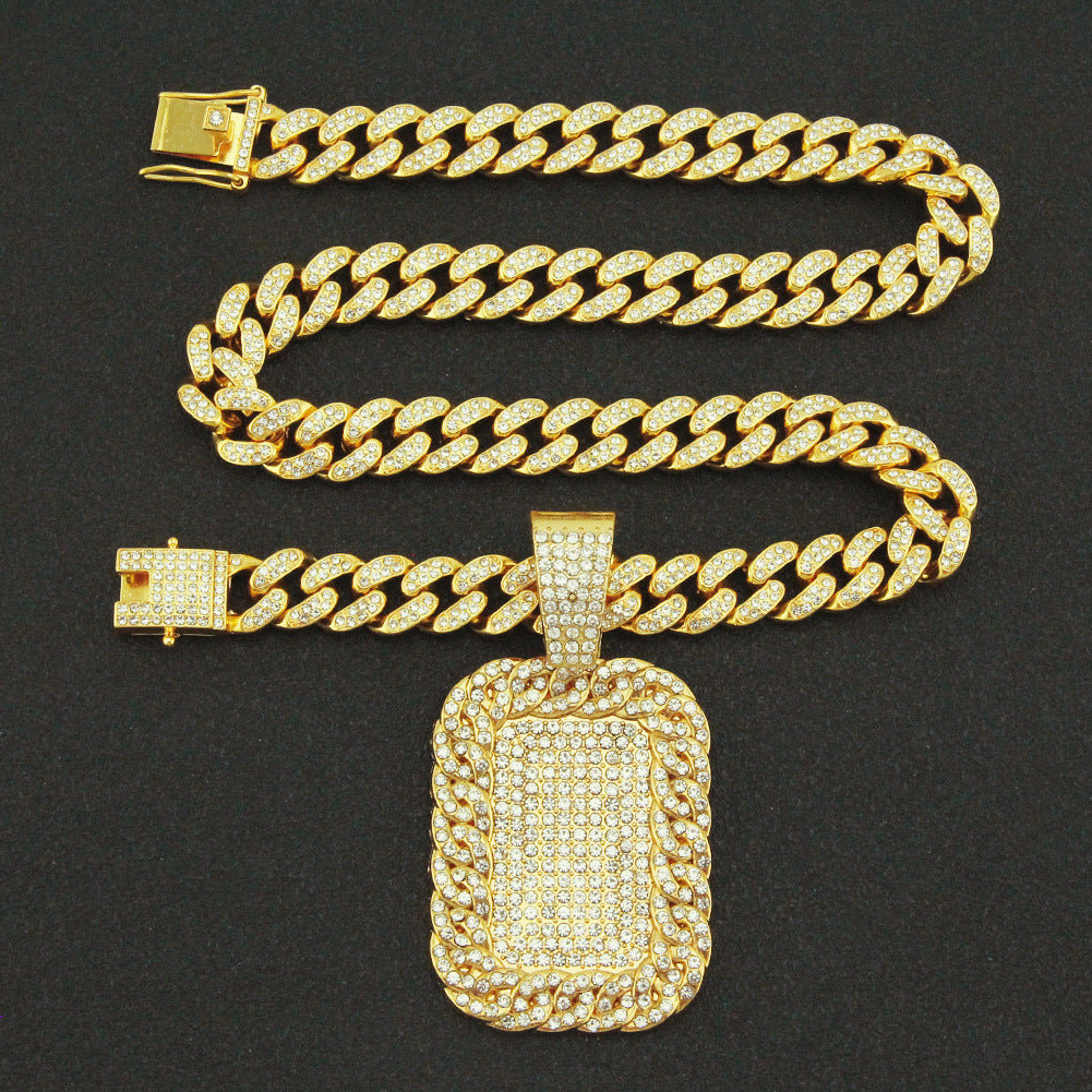 Hip-Hop Military Style Cuban Chain Pendant Necklace