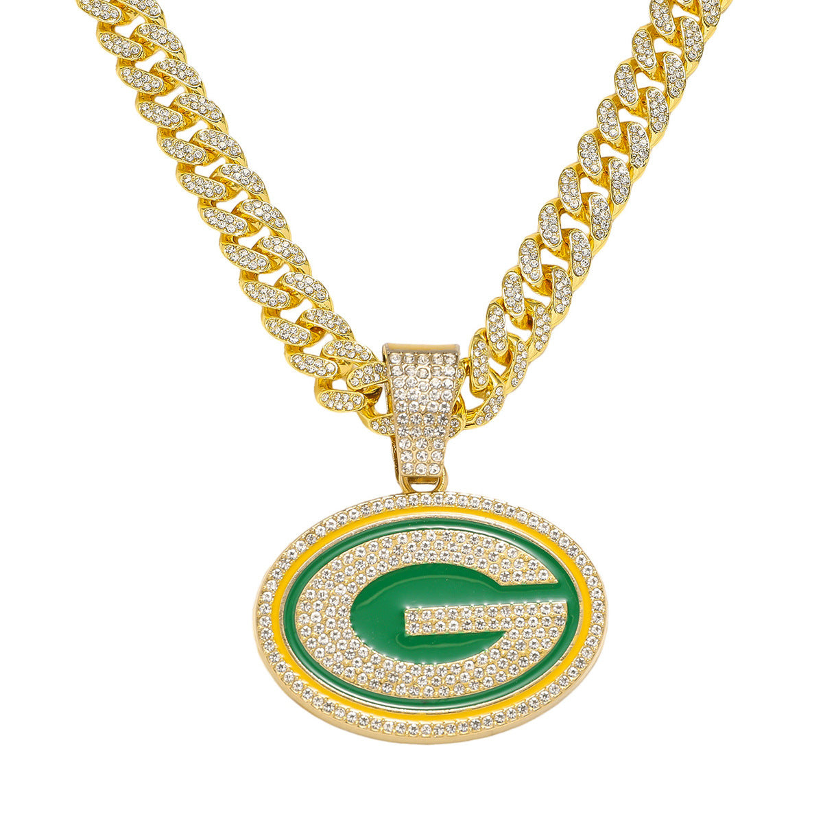 Hip-Hop Letter G Football Team Logo Cuban Chain Pendant Necklace