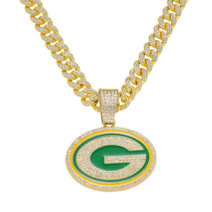 Hip-Hop Letter G Football Team Logo Cuban Chain Pendant Necklace