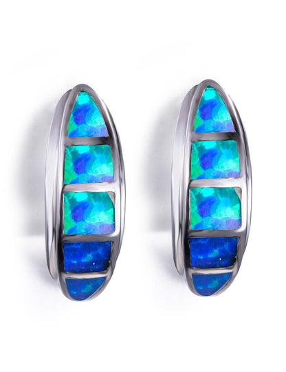 Women's Curved Grooved Stud Earrings