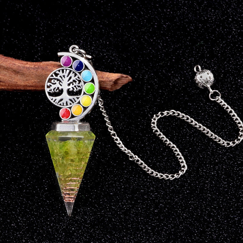 Colorful Life Tree Crystal Gravel Resin Spirit Pendulum