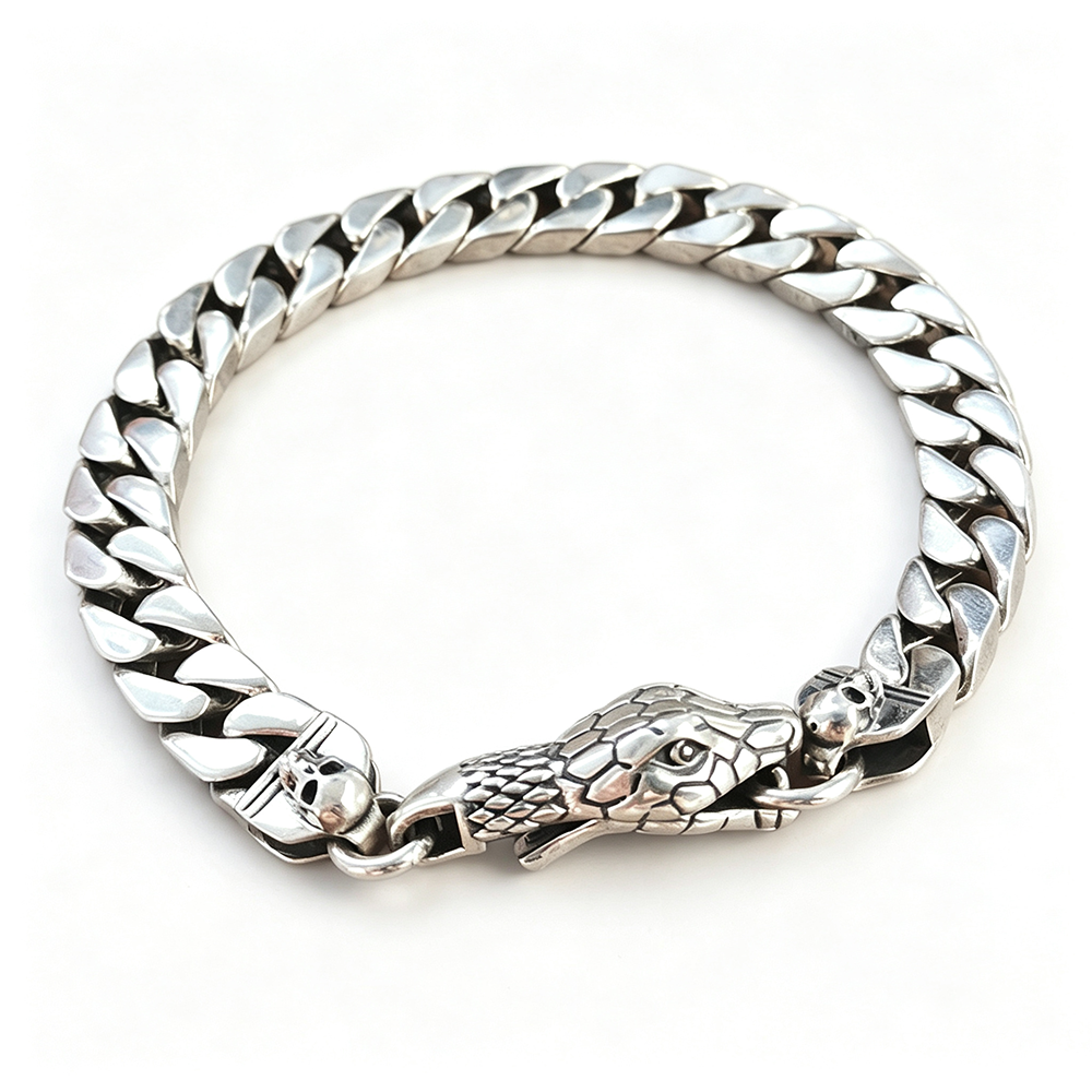 Men's Retro Snake Head Curb Bracelet