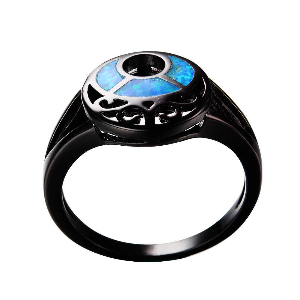 Women's Hollow Crescent Opal Ring