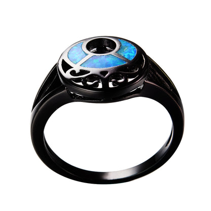 Women's Hollow Crescent Opal Ring