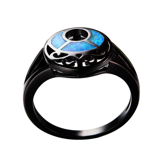 Women's Hollow Crescent Opal Ring