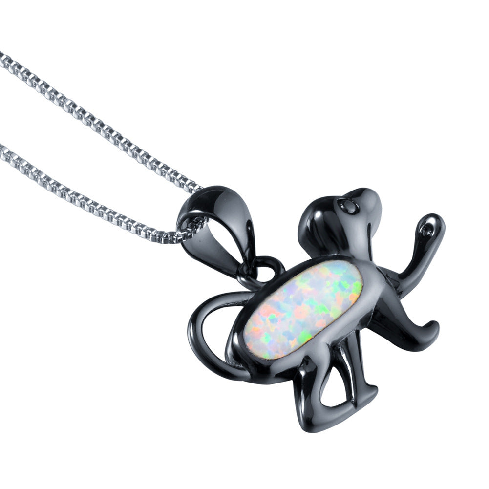 Opal  Dog-shaped pendant necklace