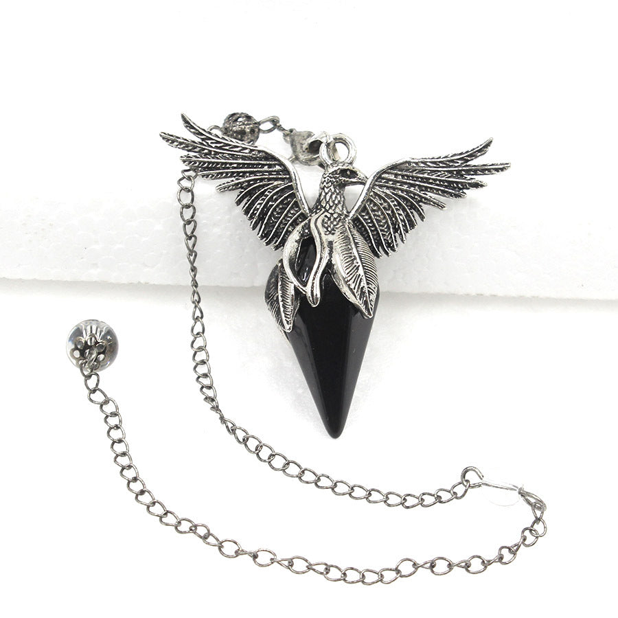 Crystal Rhombus-Cone Cut Peacock Spirit Pendulum