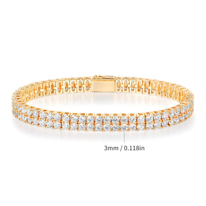 Women&Men's 3mm Double-Row Zircon Spring Clasp Tennis Bracelet