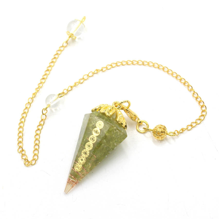 Golden Chain Tapered Resin Crystal Pendulum