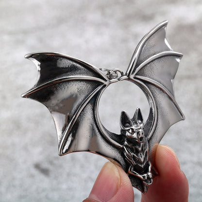 Men's Stainless Steel Vampire Bat Pendant Necklace Halloween Gift