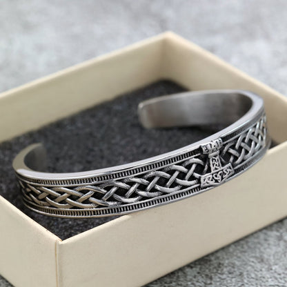 Nordic Retro Viking Mjolnir Stainless Steel C Cuff Men Bracelet