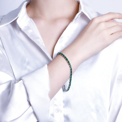 Women's Sterling Silver Pear Cut Emerald Gem Tennis Bracelet