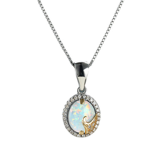 Two-color Wave Ocean Pearl Necklace Pendant