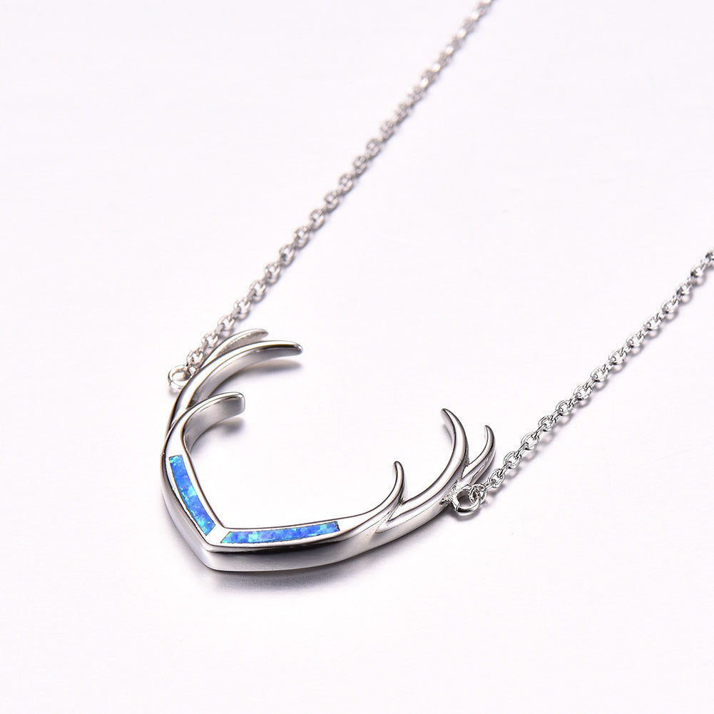 Deer Antler  Opal Necklace