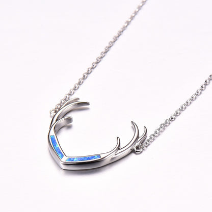 Deer Antler  Opal Necklace
