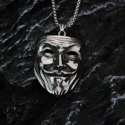 Vintage Stainless Steel Men's Movie Mask Pendant Necklace for Men