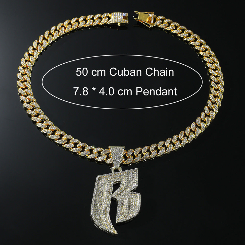 Hip-Hop Letter B Cuban Chain Pendant Necklace