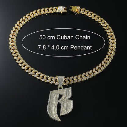 Hip-Hop Letter B Cuban Chain Pendant Necklace