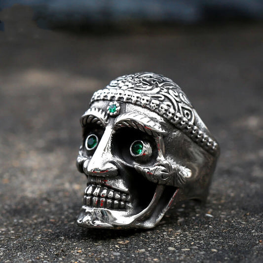Vintage Men's Emerald Skull Ring