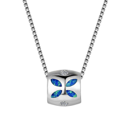 Four-leaf Opal cylinder necklace