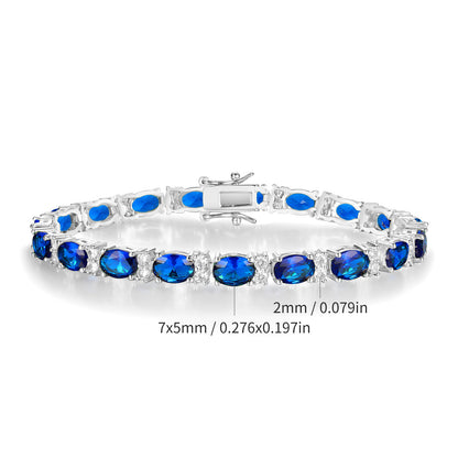 Women&Men's Hip-Hop Blue Zircon Tennis Bracelet