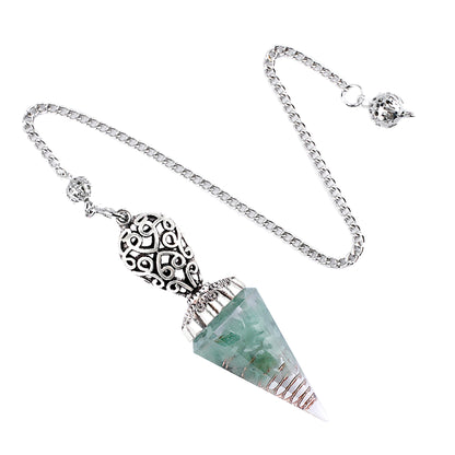 Silvery Crystal Agate Resin Hexagonal Pyramid Spirit Pendulum