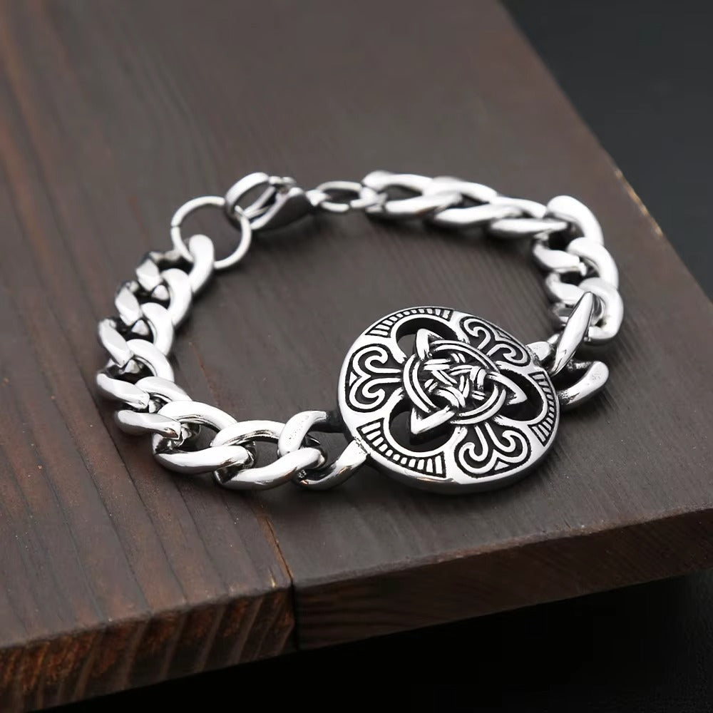 Men's European Streetwear Stainless Steel Bracelet, Viking Witch's Knot Celtic Knot Trendy Fashion Wrist Jewelry