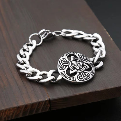 Men's European Streetwear Stainless Steel Bracelet, Viking Witch's Knot Celtic Knot Trendy Fashion Wrist Jewelry