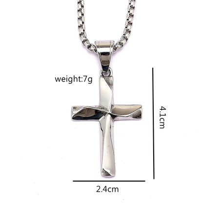 Vintage stainless steel men's hollow cross pendant necklace